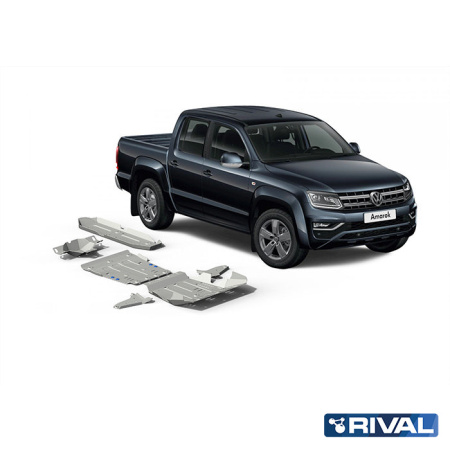 Ensemble de plaques de protection (radiateur, moteur, boîte de vitesses, boîte de transfert, réservoir de carburant, leviers avant, différentiel) Volkswagen Amarok 2010-2016; 2016-2020; 2 l. / diesel; 3 l. / diesel
